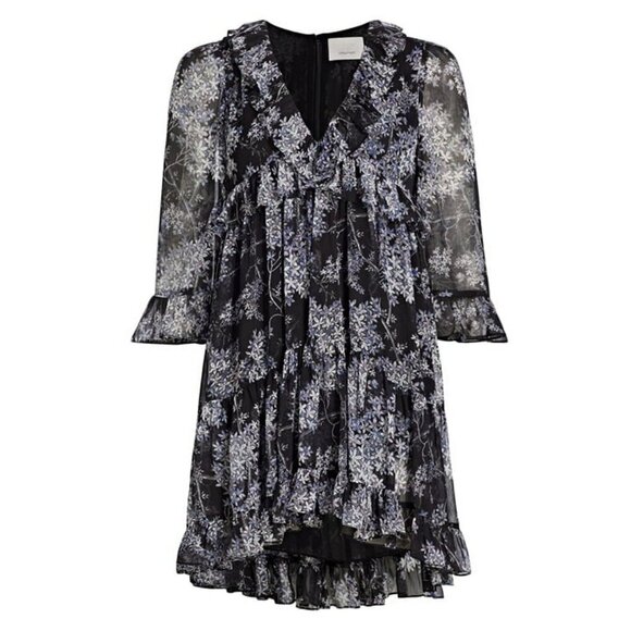 Cinq à Sept Emori Women's Floral Ruffle Minidress Size 0 (MSRP $395) - Picture 1 of 6
